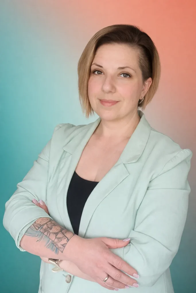 Professional portrait with soft gradient backdrop