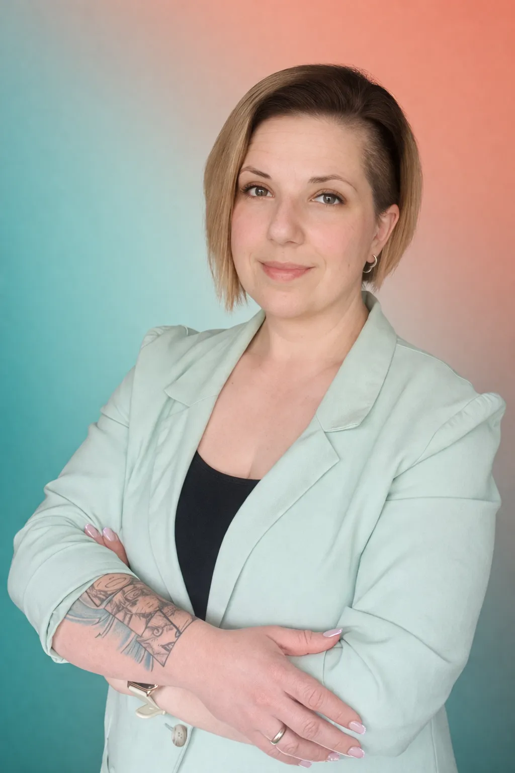 Professional portrait with soft gradient backdrop